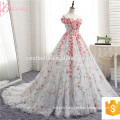 OEM lindo fuera del hombro Puffy Cinderella muy largo tren vestido de novia vestido de bola